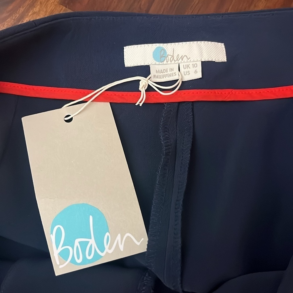 BODEN High Waisted Wide Leg Trousers in Navy Size 6 NWT - Picture 8 of 9